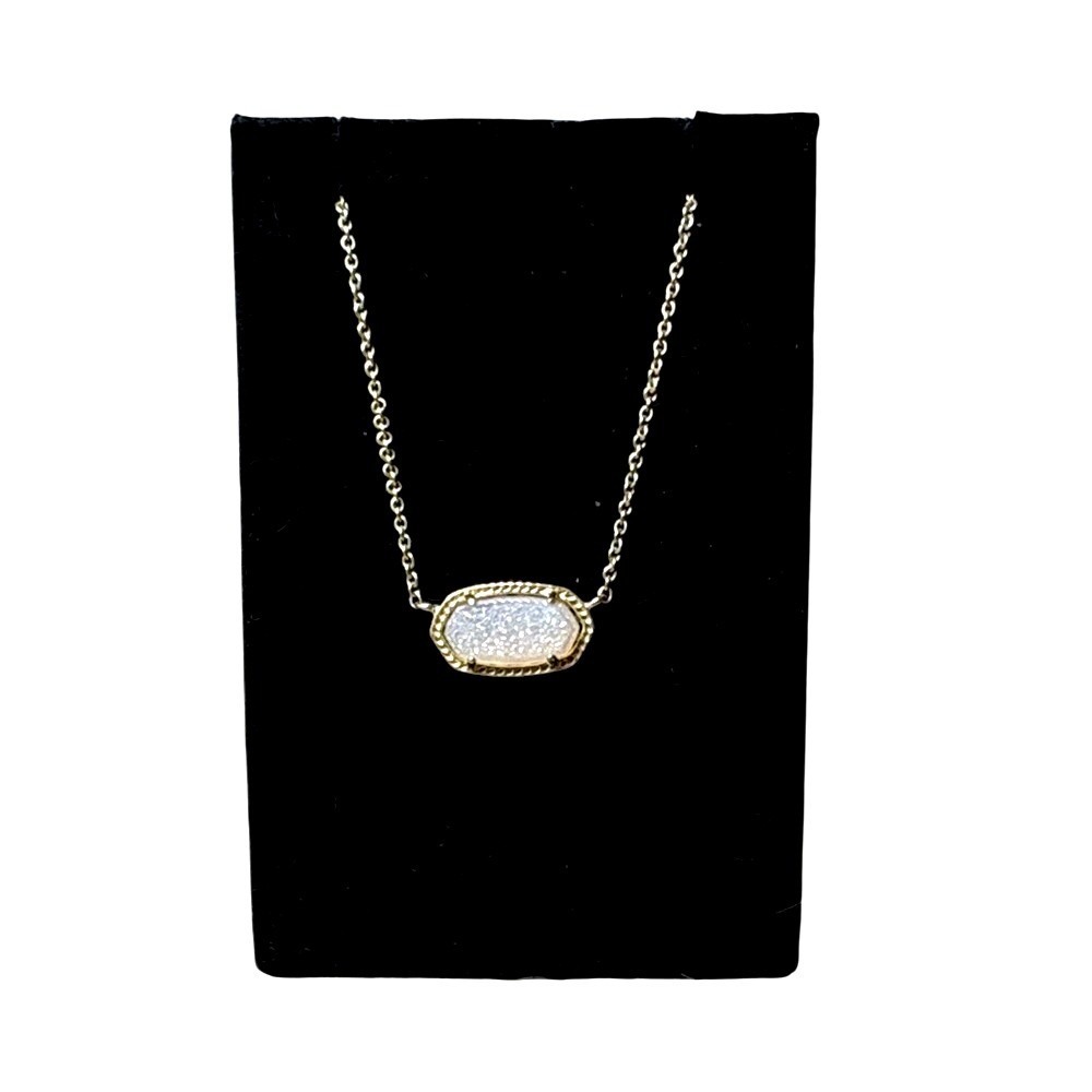 Kendra Scott Elisa Gold Pendant Necklace in Iridescent Drusy
